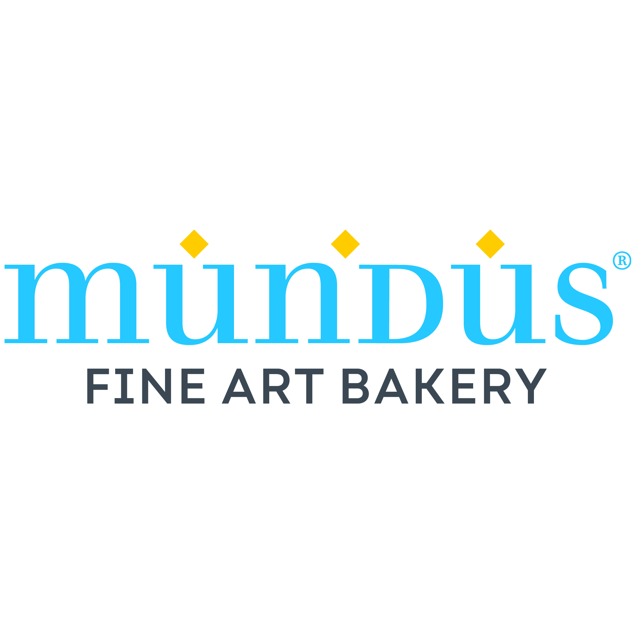 Logo in blau von mundus fine art bakery